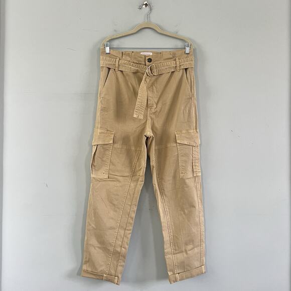 Frame Safari Belted Cargo Khaki High Rise Paperbag Waist Utility Pants - Picture 3 of 7
